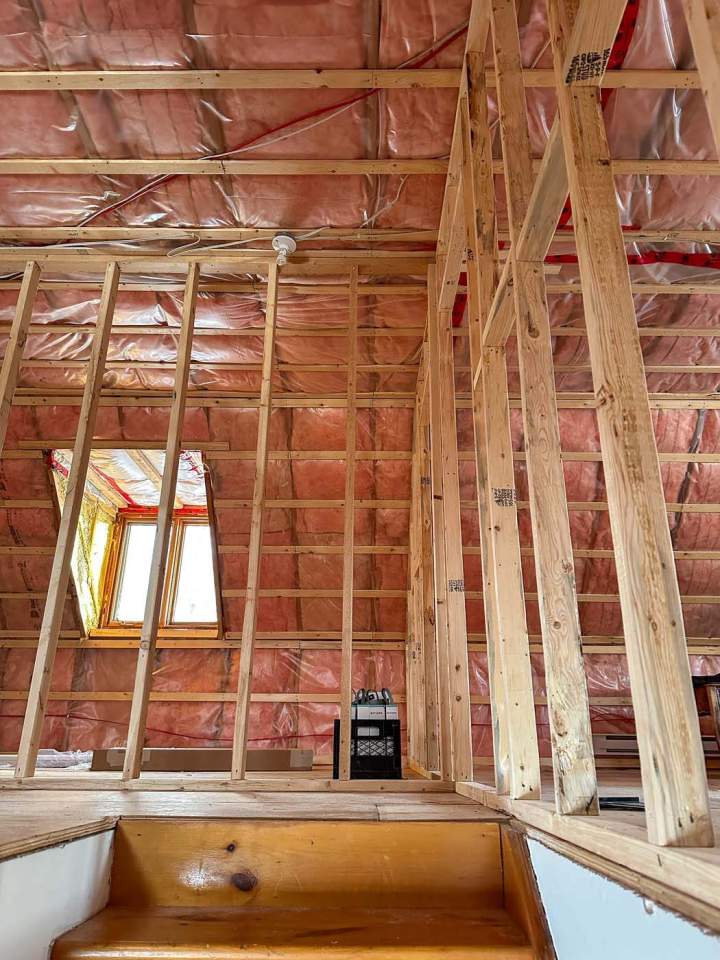 Cloisons à ossature bois en place, Lévis